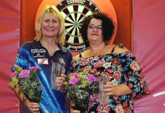Trina Gulliver and Jo Clements Czrch Darts Open Semi-Finalists