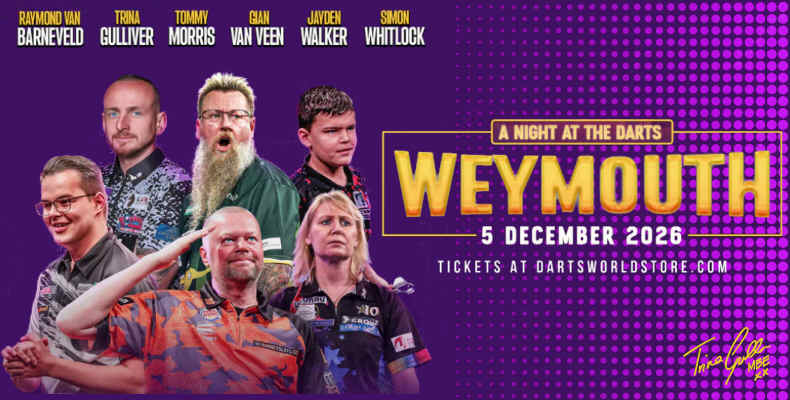 Night at the Darts - Weymouth - Trina Gulliver MBE, Raymond van Barneveld, Gian van Veen, Simon Whitlock, Tommy Morris and Jayden Walker